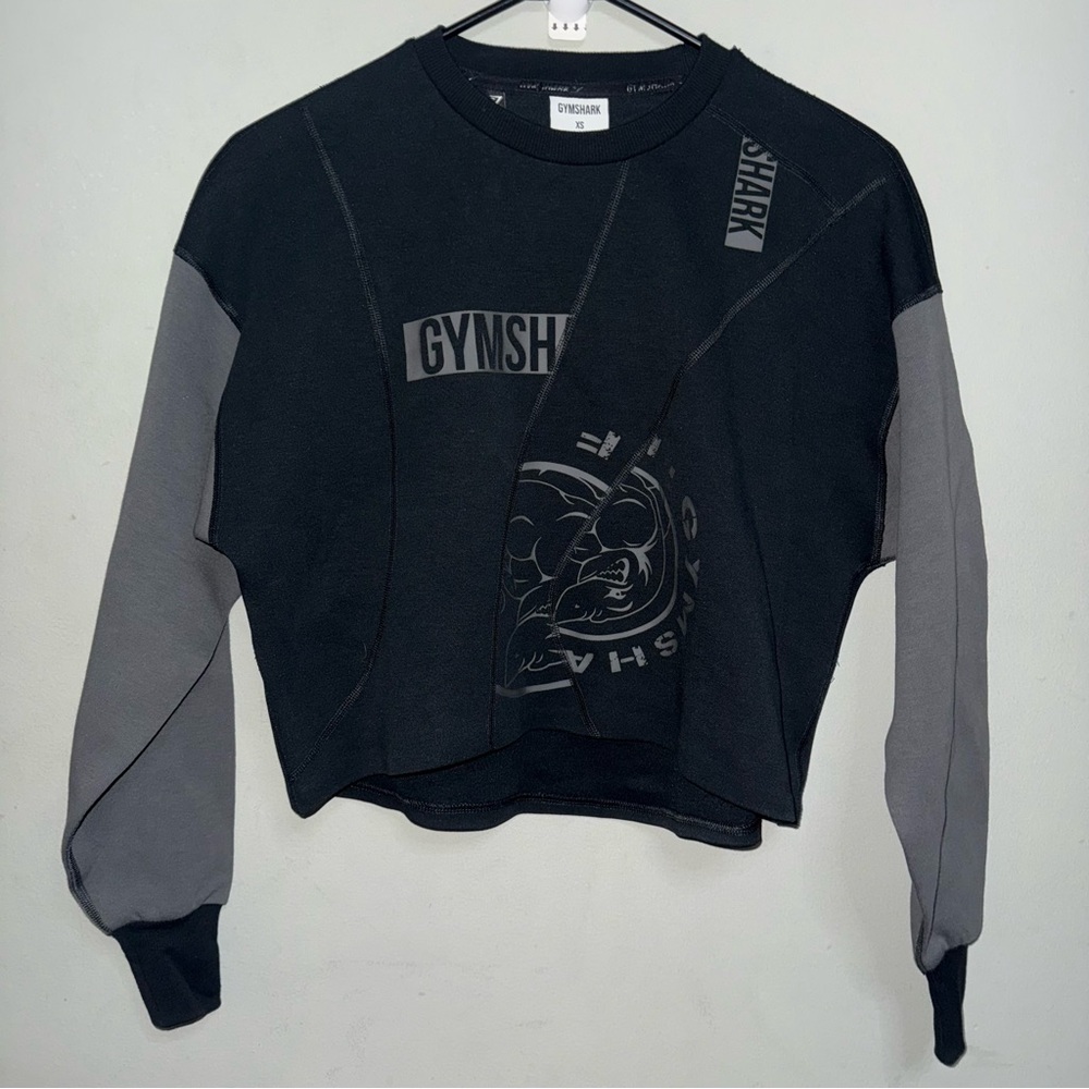 NEW Gymshark Rewind Black & Gray Women's Cropped Sweatshirt XS